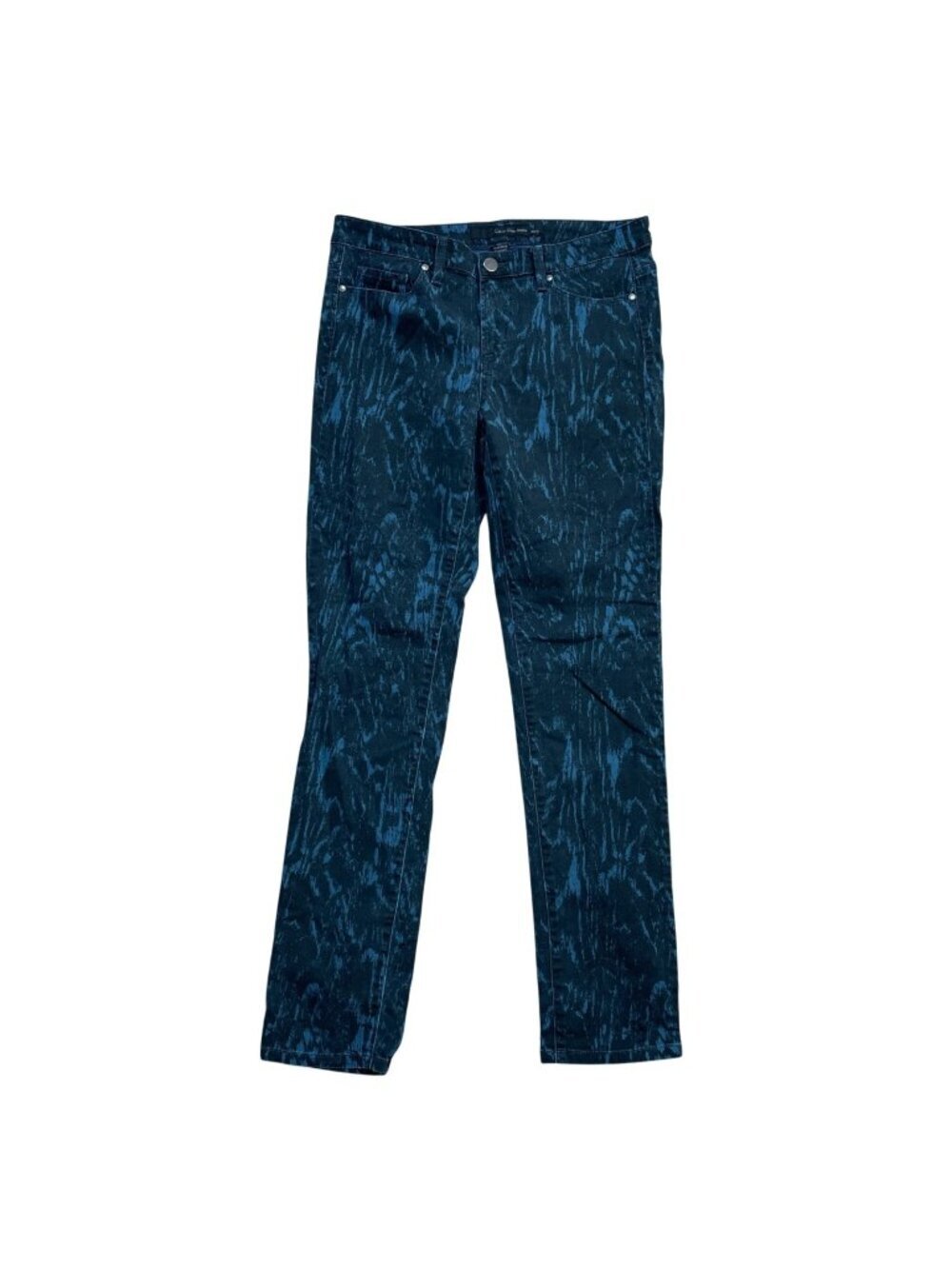 Calvin Klein Women's 30/10 Jeans Ultimate Skinny Blue & Black Camo Pants B1303